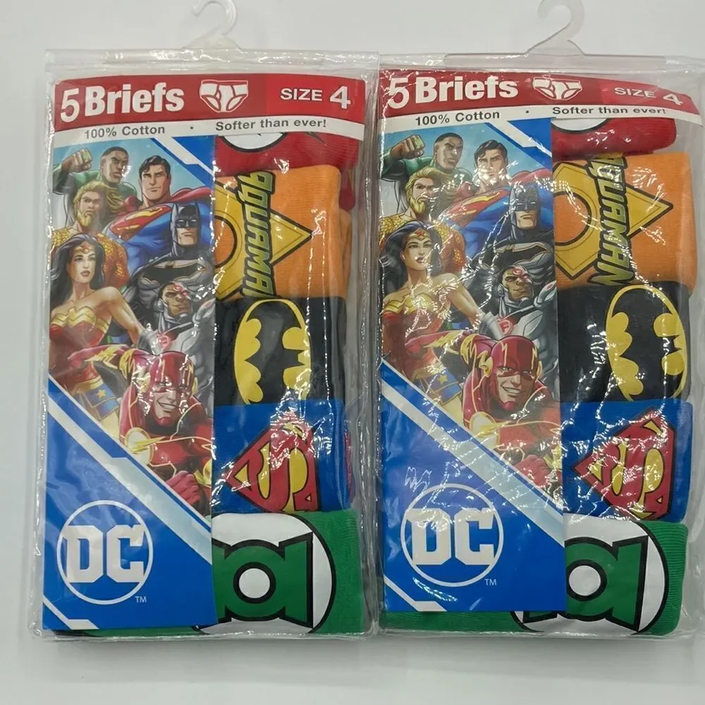 Toddler Boys Justice Superhero Logo Cotton Briefs Underwear 2, 5-Packs Size 4